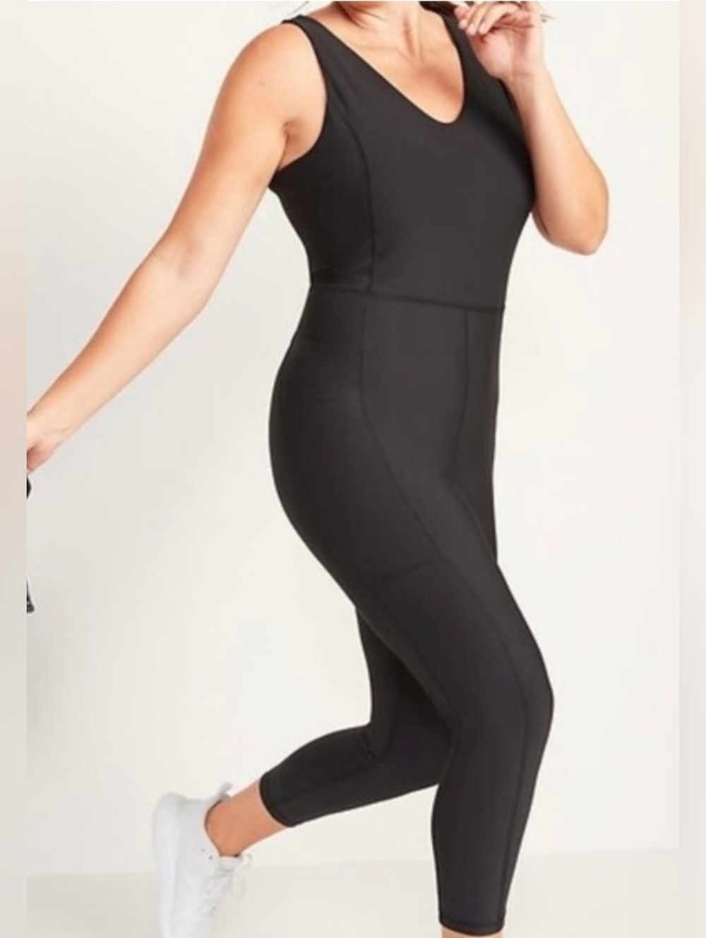 Old Navy Women's Power Soft Go Dry Sleeveless 7/8 Bodysuit Jumpsuit Sz M Black